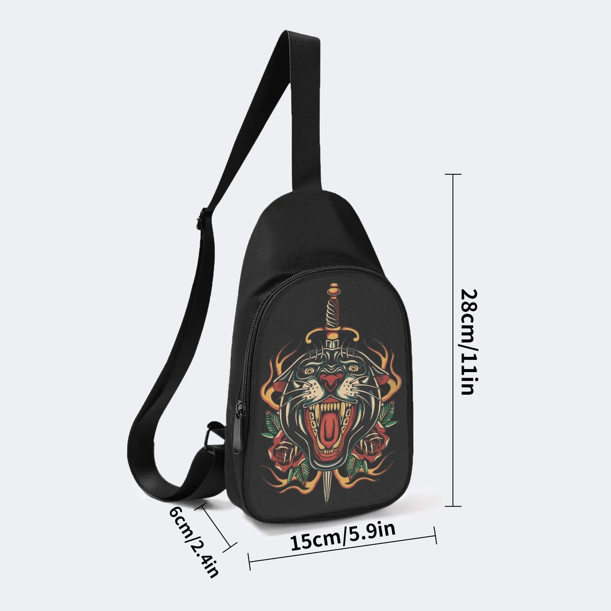 Fire Tiger Traditional Tattoo Print - Chest Bag