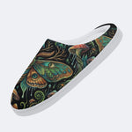 Forest Mystery Moth Print Fleece-Lined Slippers