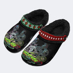 Horror Movie Vintage Print - Fur Lined Slippers/Sandals