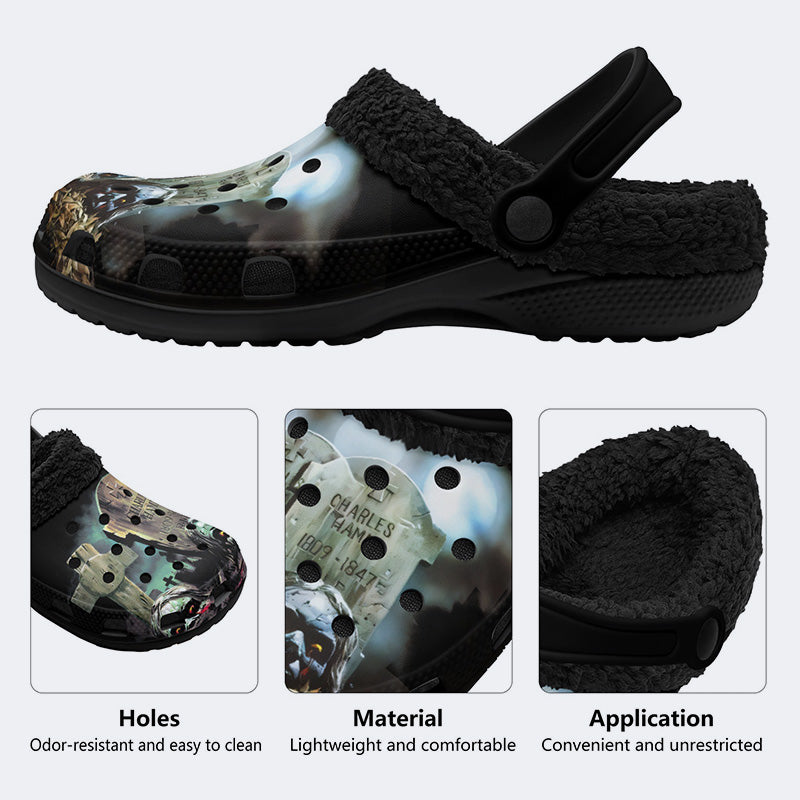 City of the Living Dead Print - Fur Lined Slippers/Sandals