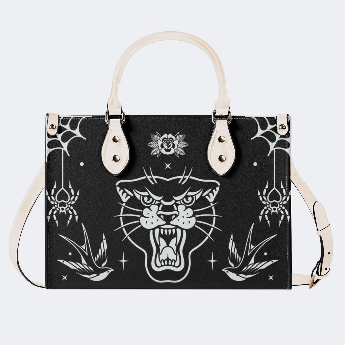 Unisex Tiger Print - Leather Handbag