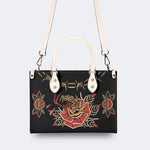 Rose and Snake Print - Leather Handbag