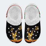 Horror Movie Vintage Graphic Print - Fur Lined Slippers/Sandals