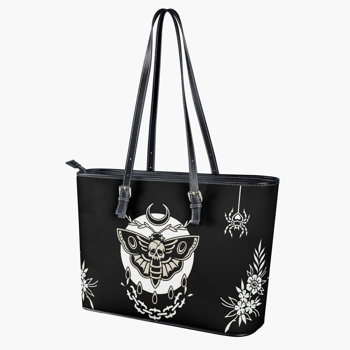 Death Moth Vintage Print - Leather Shoulder Bag