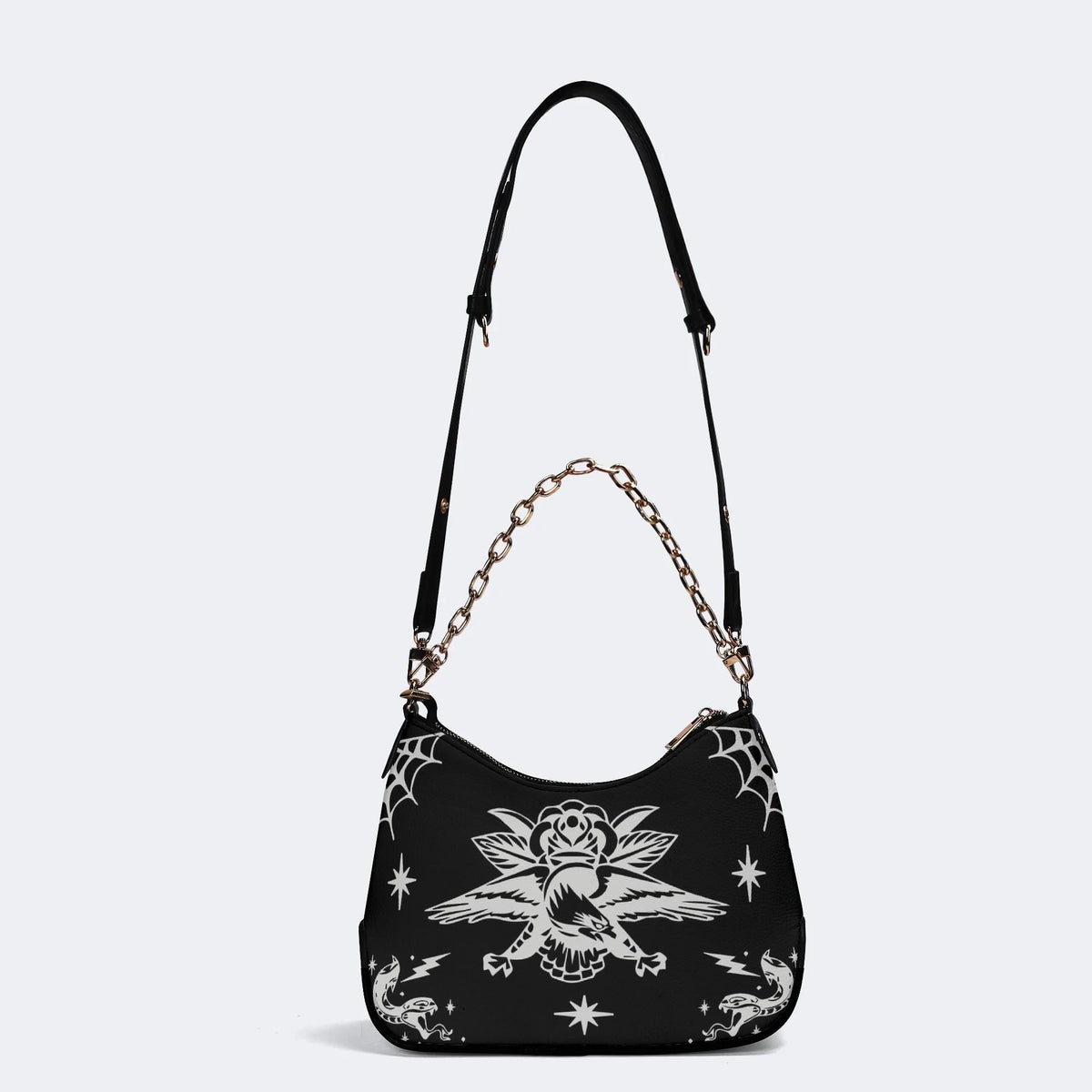 Gothic Eagle And Snake - Leather Crossbody Bag