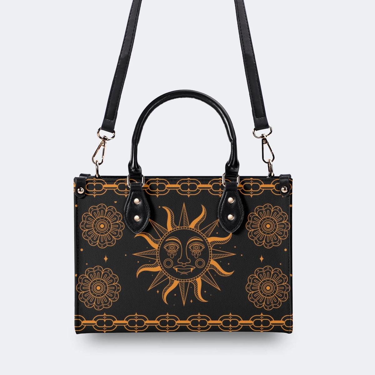 Retro Sun Print - Leather Handbag