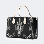 Unisex Tiger Print - Leather Handbag