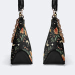 Starry Sky Over Flowers - Leather Crossbody Bag