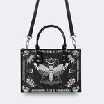 Death Moth & Mushrooms Print - Leather Handbag