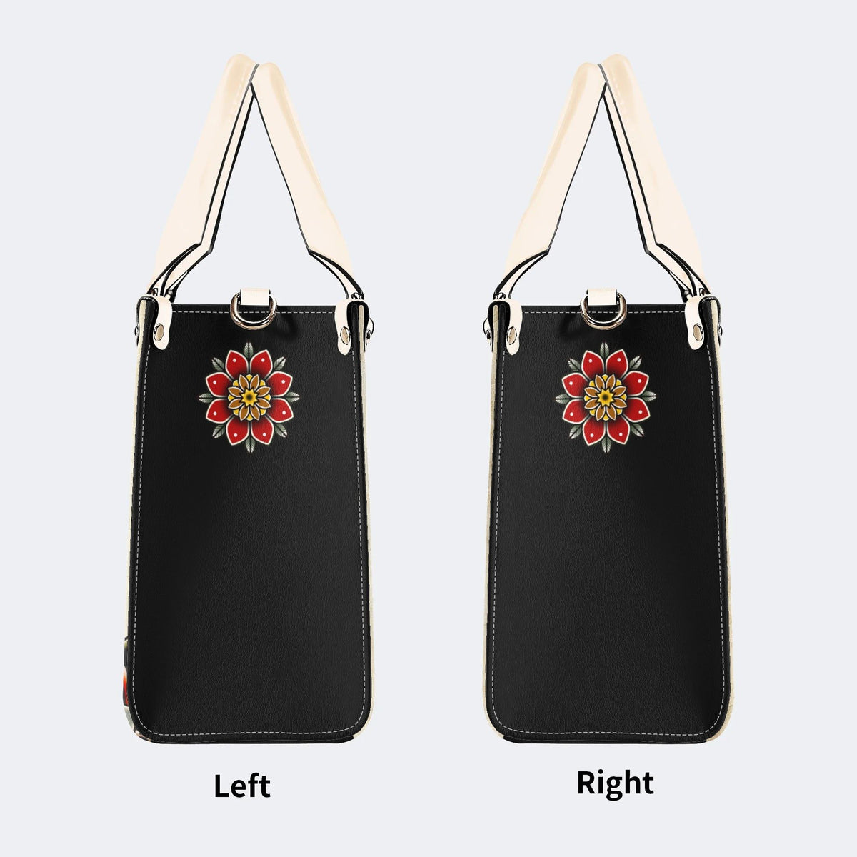 Tiger And Tiger Paw Print - Leather Handbag