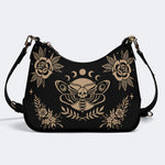 Skeleton Moth Under The Moon - Leather Crossbody Bag