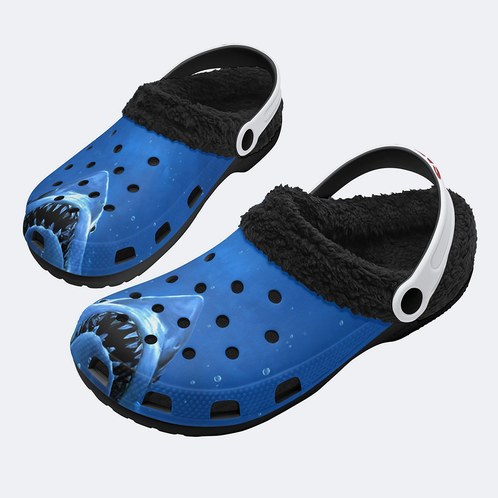 Quint's Shark Fishing Jaws Print - Fur Lined Slippers/Sandals