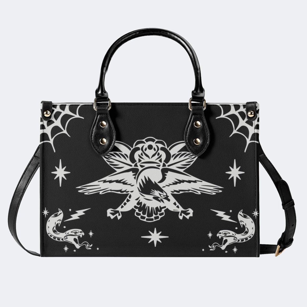 Gothic Eagle And Snake - Leather Handbag