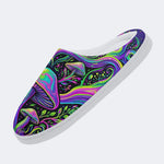 Psychedelic Mushroom Forest Print Fleece-Lined Slippers