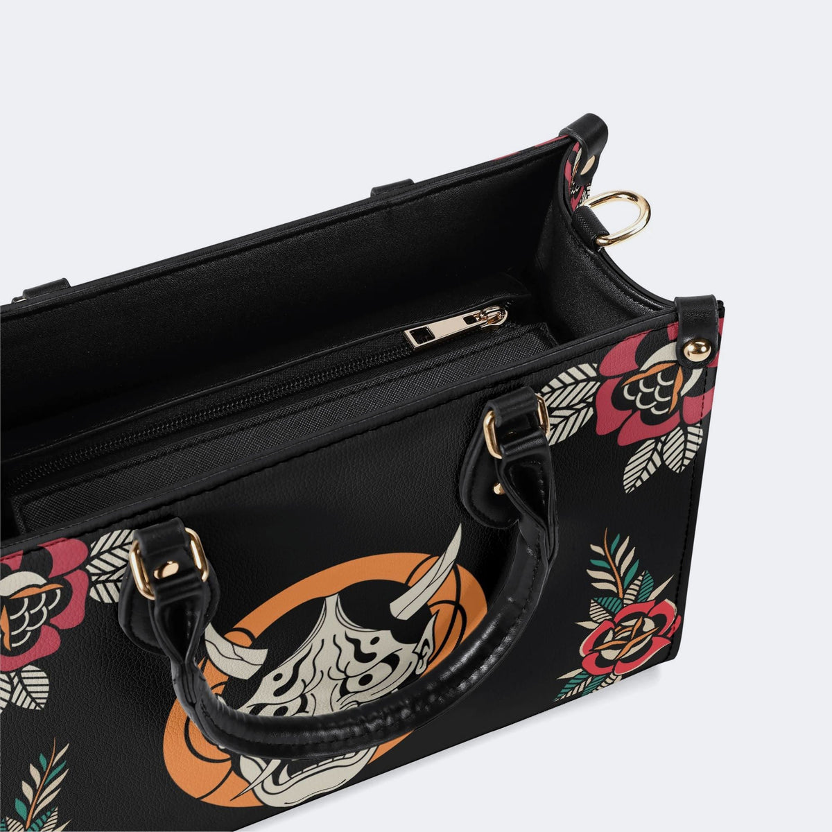 Horror Demon Print - Leather Handbag