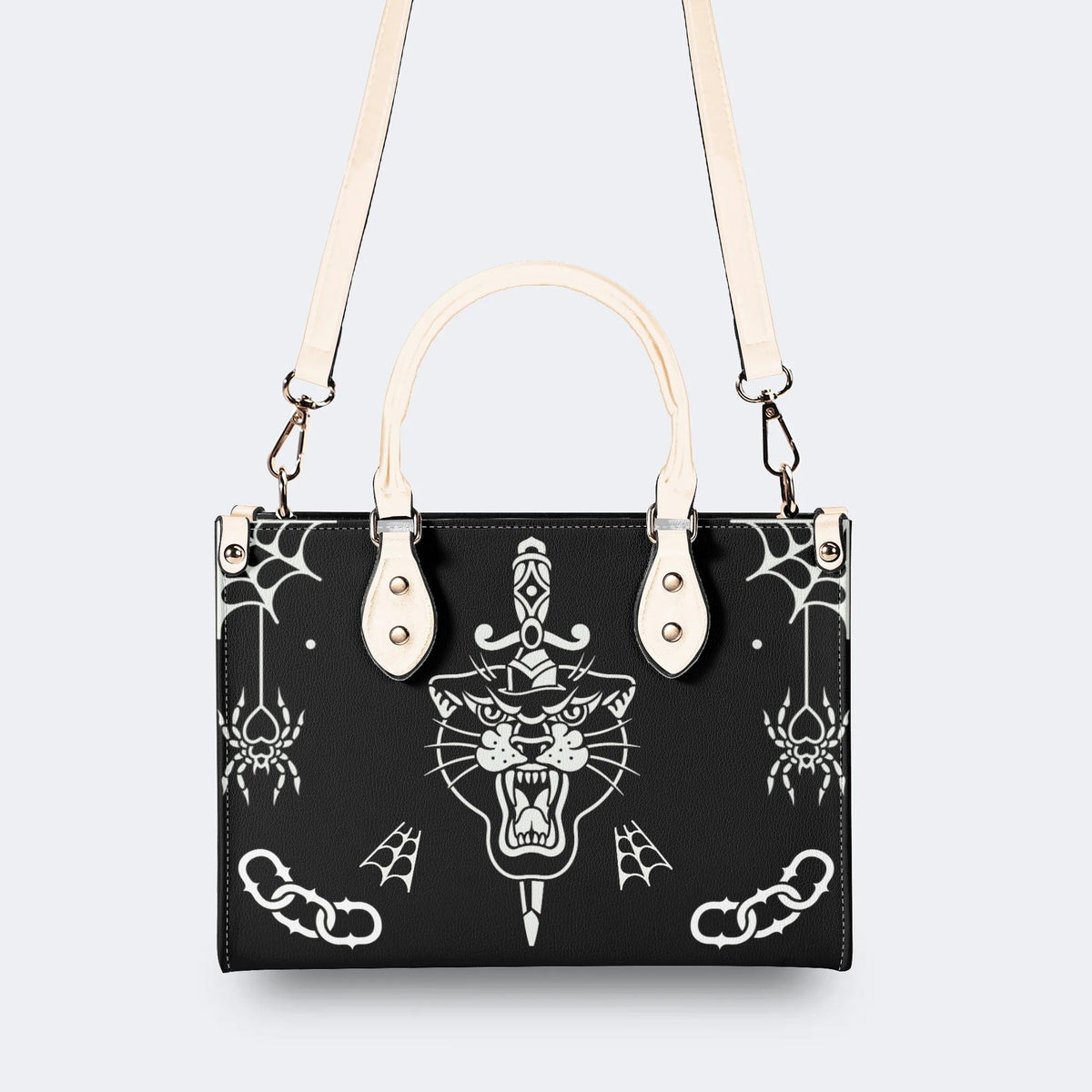 Unisex Tiger Print - Leather Handbag