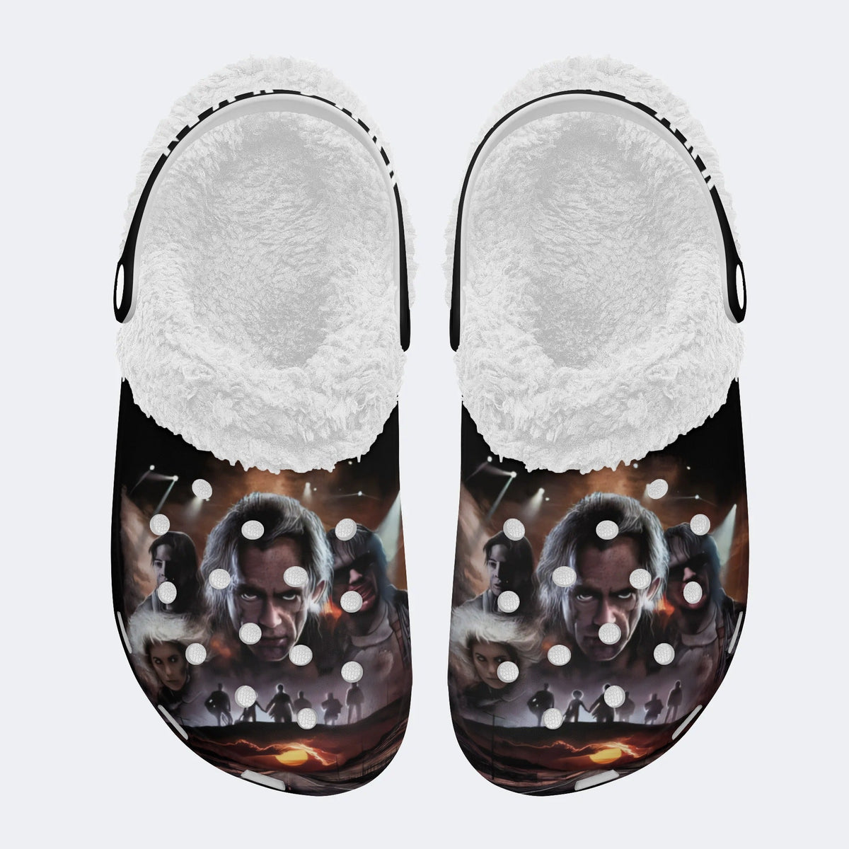 Horror Movie Vintage Print - Fur Lined Slippers