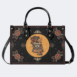 Tiger And Snake In The Moonlight- Leather Handbag