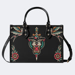 Unisex Tiger Print - Leather Handbag
