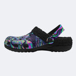Psychedelic Mushroom Fish Print Fleece-Lined Clogs