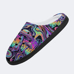 Mushroom Ink Forest Print Fleece-Lined Slippers