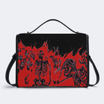 Horror Skull Print - Leather Satchel Bag