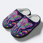 Flowing Color Psychedelic Moth Print Fleece-Lined Slippers