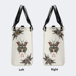 Death Moth And Flowers - Leather Handbag