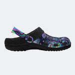 Psychedelic Mushroom Fish Print Fleece-Lined Clogs