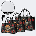 Rose Death Moth Art Print - Leather Handbag