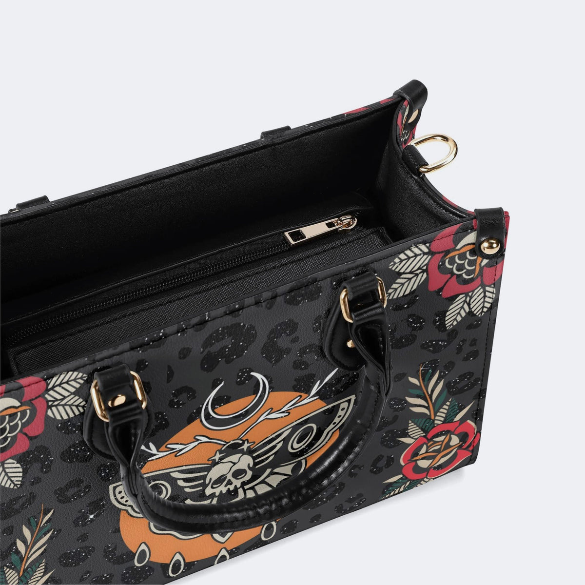 Death Moth Vintage Print - Leather Handbag