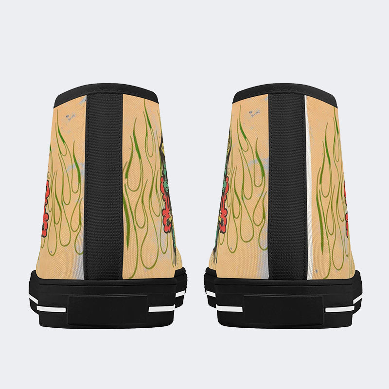 Unisex Skull&Letter Print - High Top Canvas