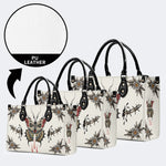 Death Moth And Flowers - Leather Handbag