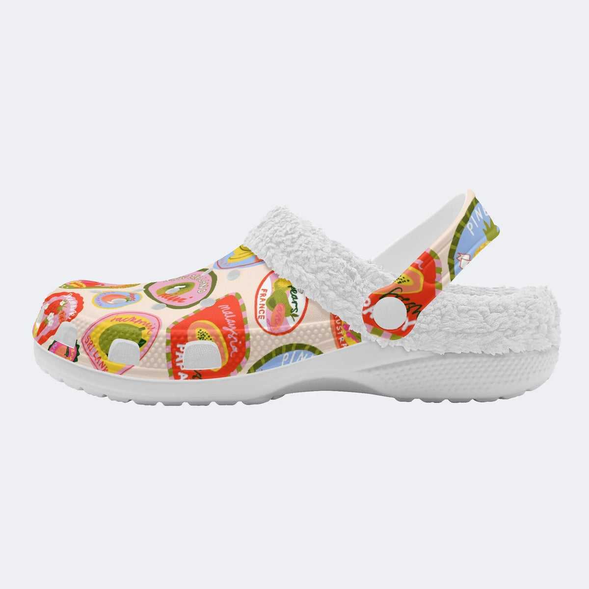 Fruit Fun Print - Fur Lined Slippers/Sandals