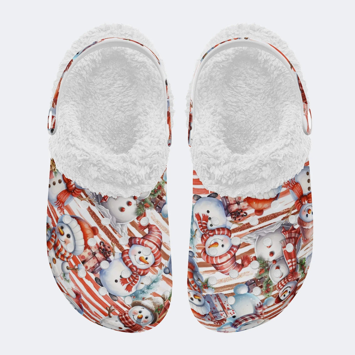Fun Snowman Print - Fur Lined Slippers/Sandals