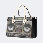 Vintage Radio Print - Leather Handbag