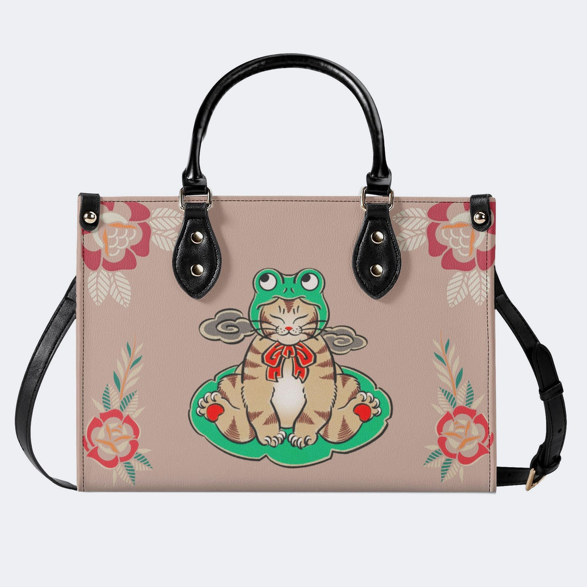 Lucky Cat Print - Leather Handbag