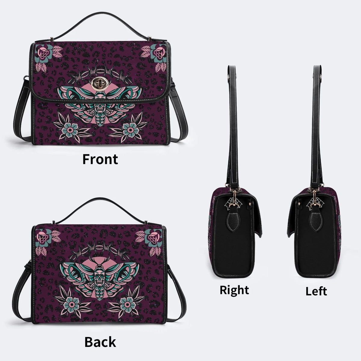 Death Moth Vintage Print - Leather Satchel Bag