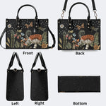 Starry Night Floral Moth Print - Leather Handbag