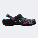 Psychedelic Colors Mushrooms Print - Fur Lined Slippers/Sandals