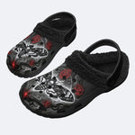 Dark Magic Death Moth Print Fleece-Lined Clogs