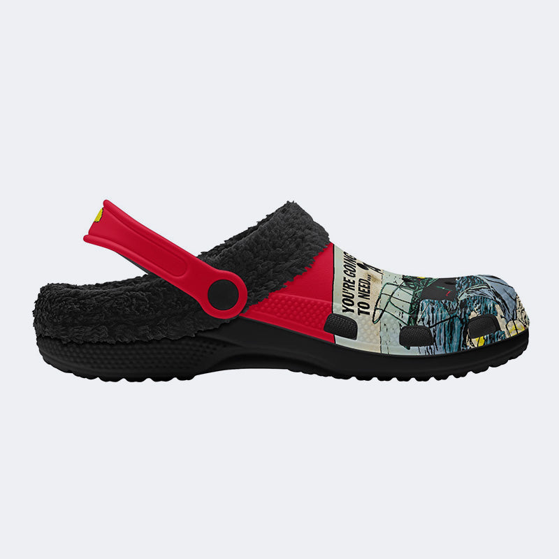 Quint's Shark Fishing Jaws Print - Fur Lined Slippers/Sandals