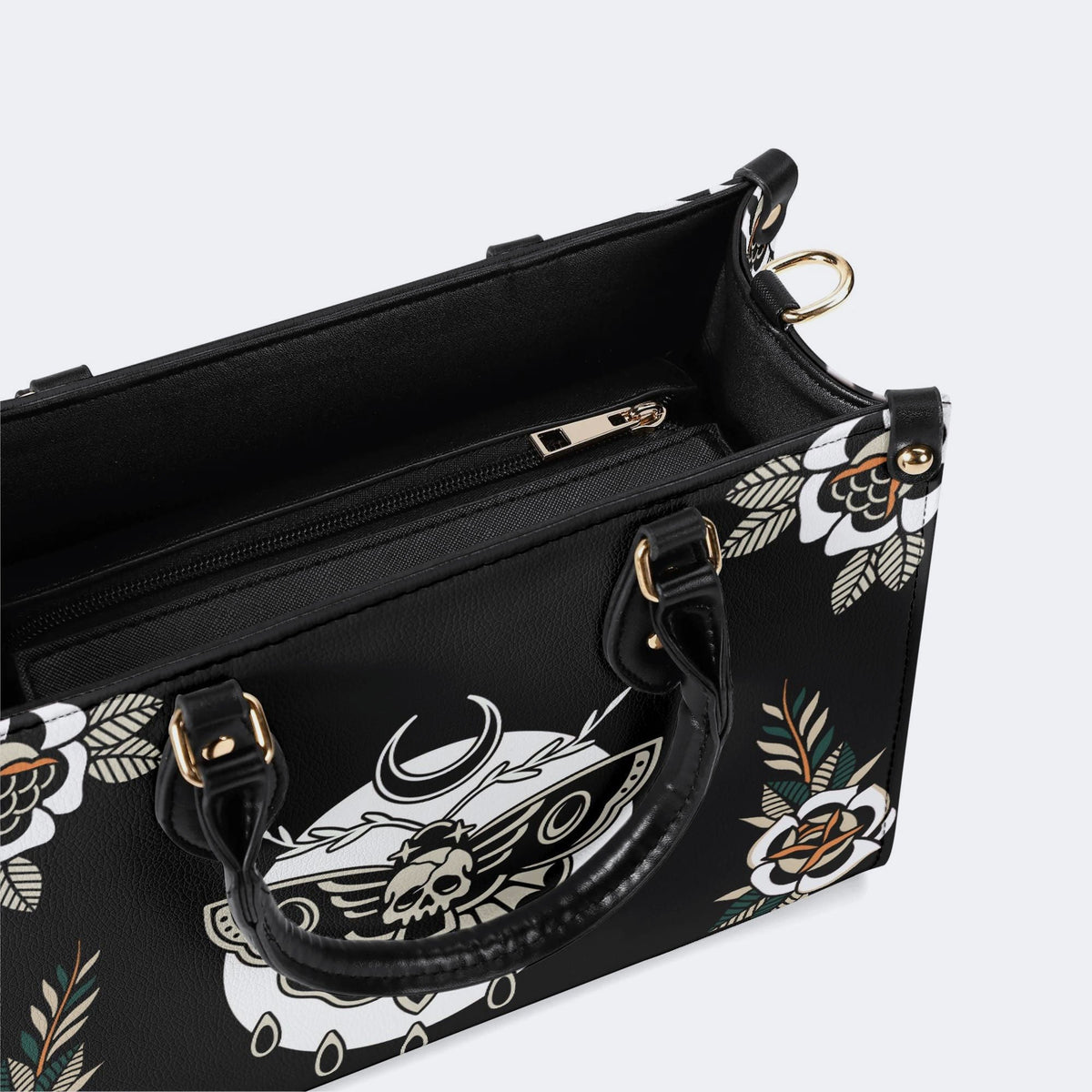Death Moth Vintage Print - Leather Handbag