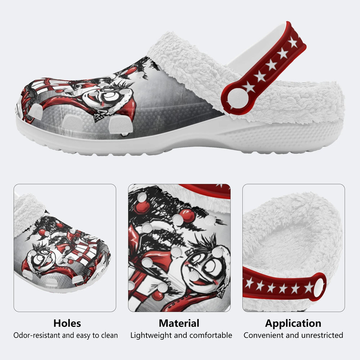 Christmas Dark Art Print - Fur Lined Slippers/Sandals