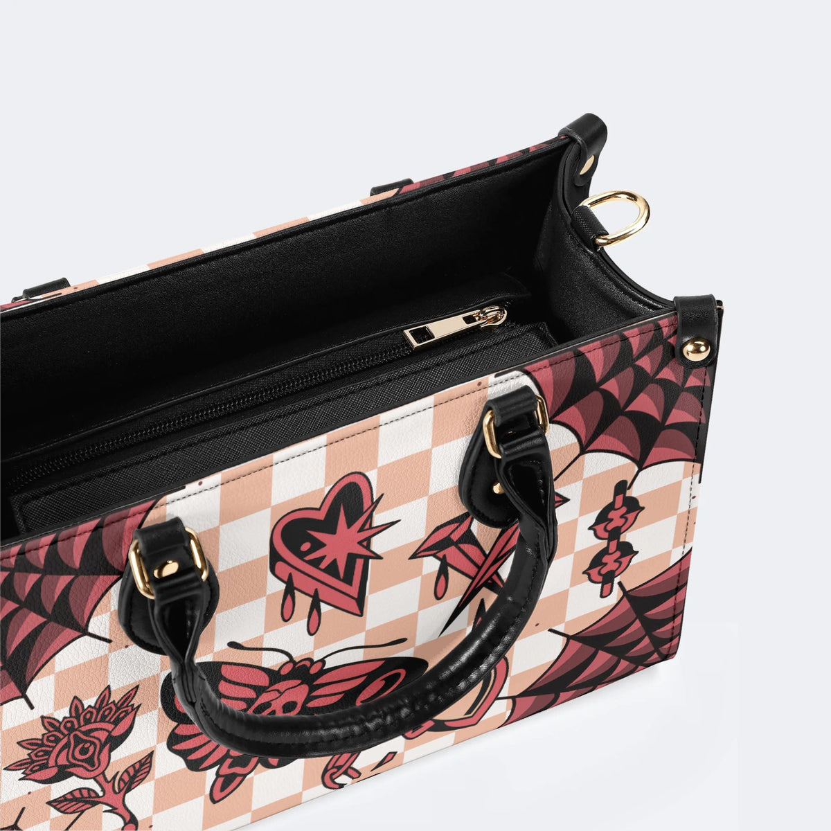 Gothic Tattoo Print - Leather Handbag