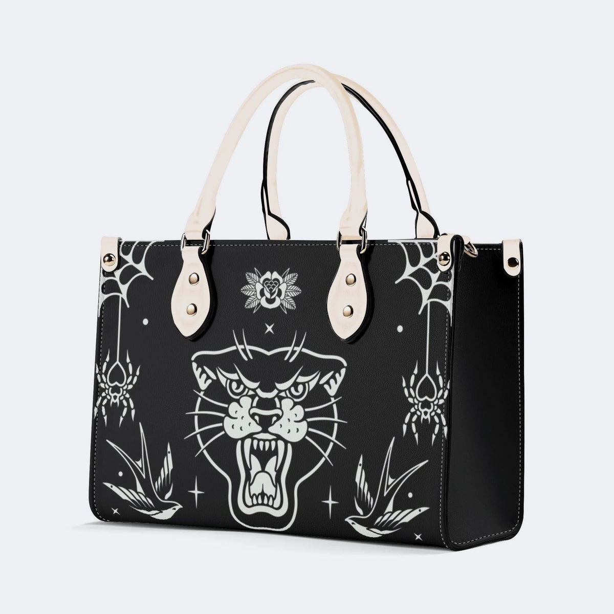 Unisex Tiger Print - Leather Handbag