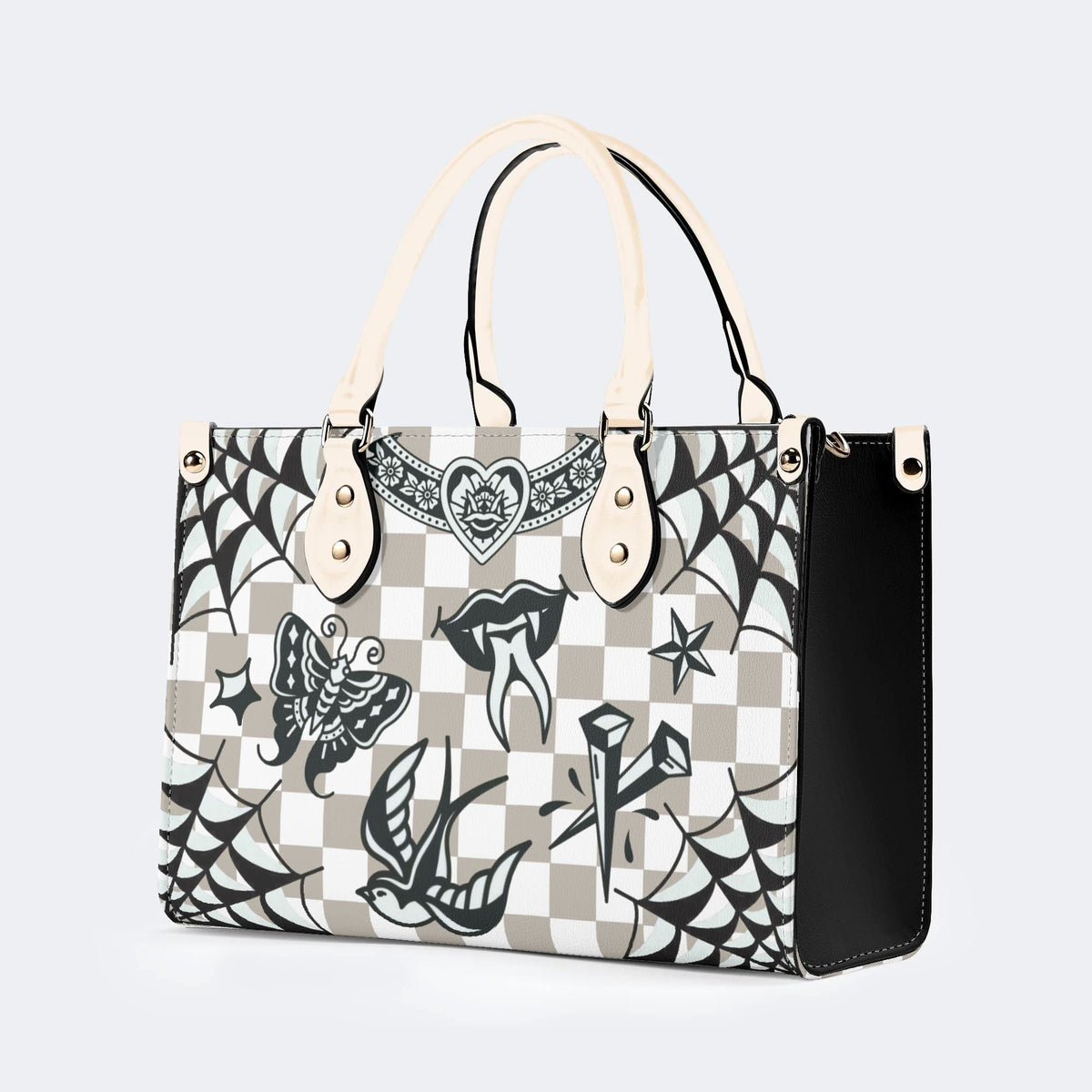Gothic Tattoo Print - Leather Handbag