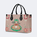 Lucky Cat Print - Leather Handbag
