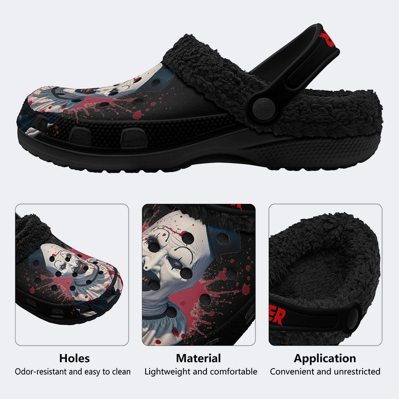 Unisex Horror Terrifier Print - Fur Lined Slippers/Sandals