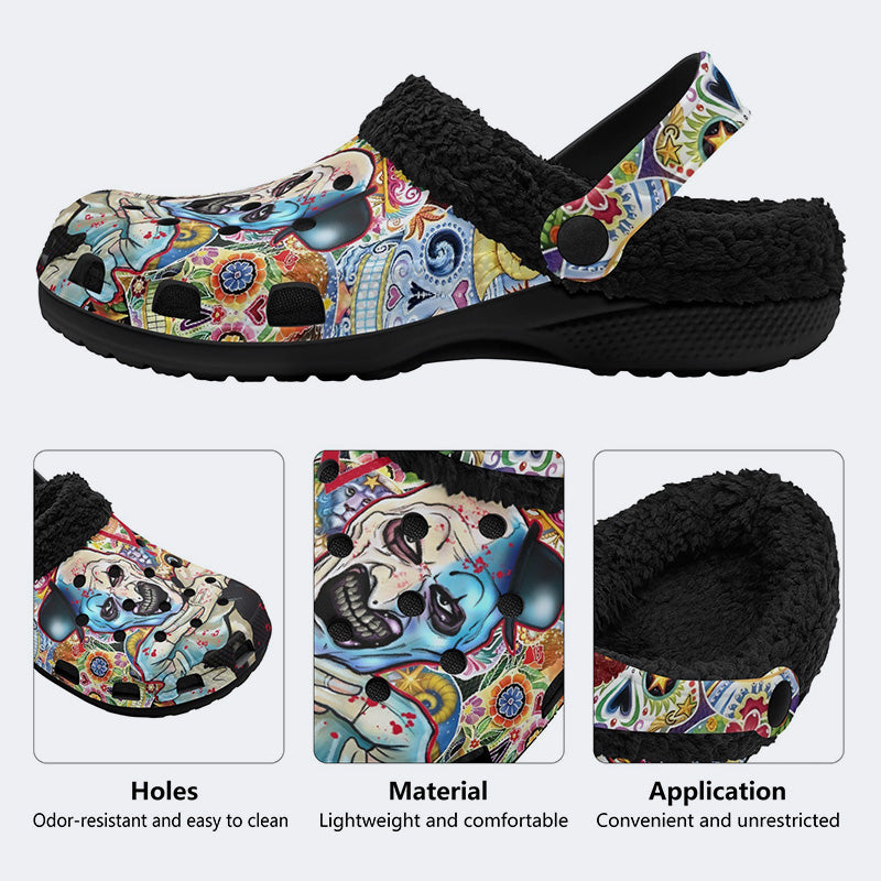 Unisex Horror Terrifier Print - Fur Lined Slippers/Sandals